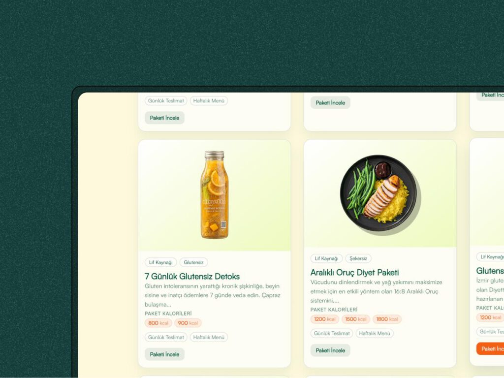 Diyetto Paket Diyet – Frontend projesi ekran görüntüsü 4